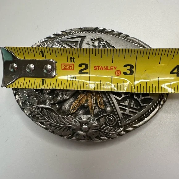 Vintage SSI Eagles Feather Belt Buckle Gold Plated And Silver Plated Detailed - Picture 6 of 7